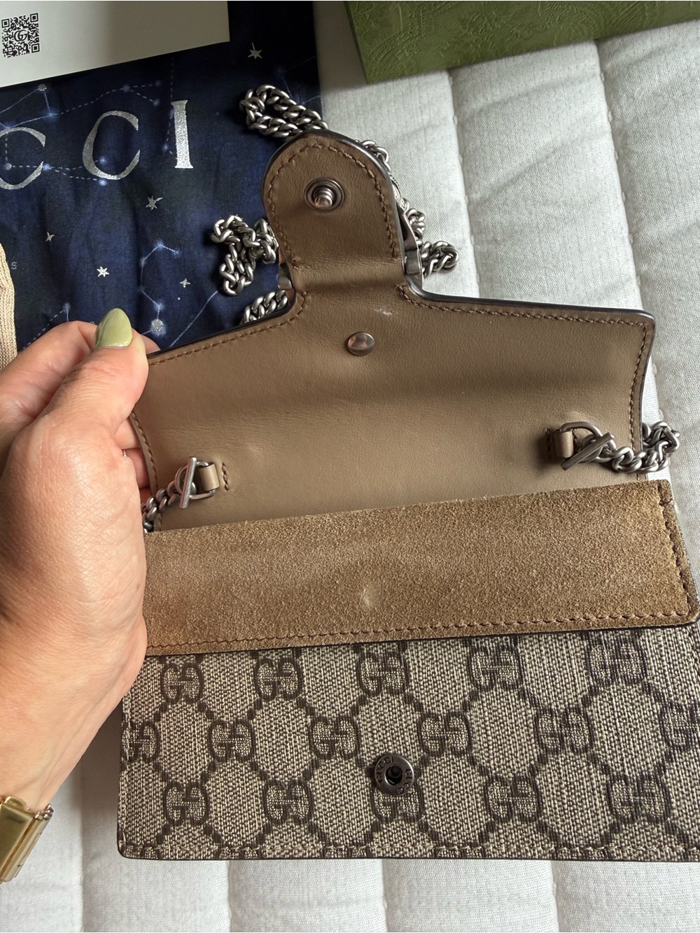 Gucci Beige Monogram Dionysus mini Crossbody with Silver Hardware - Picture 6 of 8